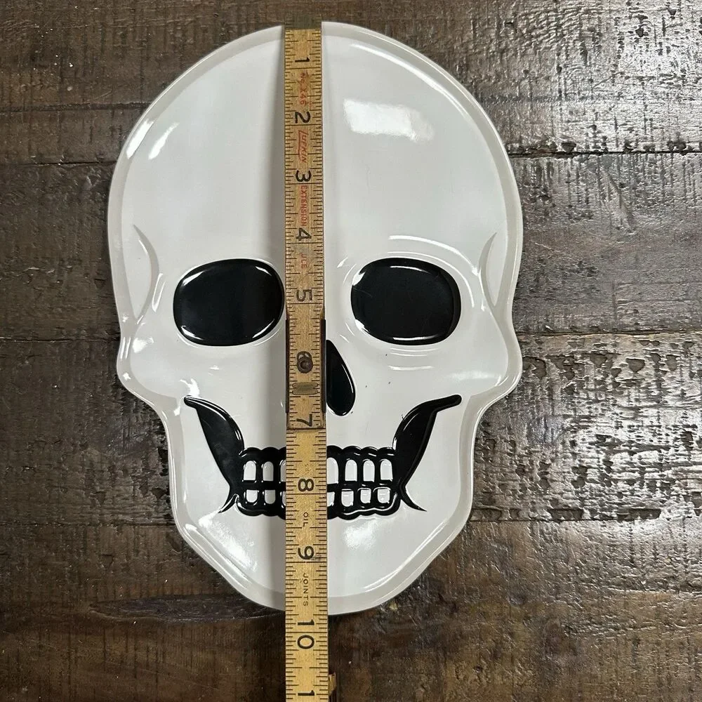 Set of 2 Skull Plates 9” Halloween Skeleton Tray – Melamine Party Decor Cute